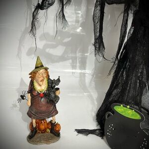 Vintage Halloween Ceramic RS Hag with Bat and Spider